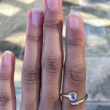 14k Moonstone and Diamond Crossover Ring