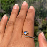 14k Moonstone and Diamond Crossover Ring