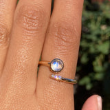14k Moonstone and Diamond Crossover Ring