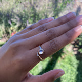 14k Moonstone and Diamond Crossover Ring