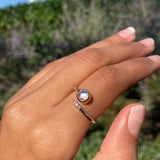 14k Moonstone and Diamond Crossover Ring