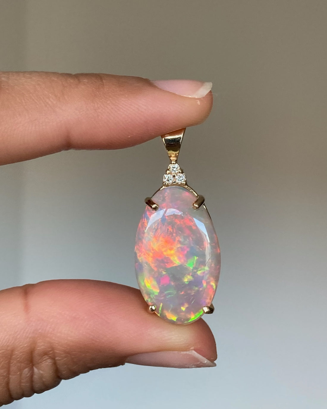 Oracle - 14k Opal and Diamond Pendant