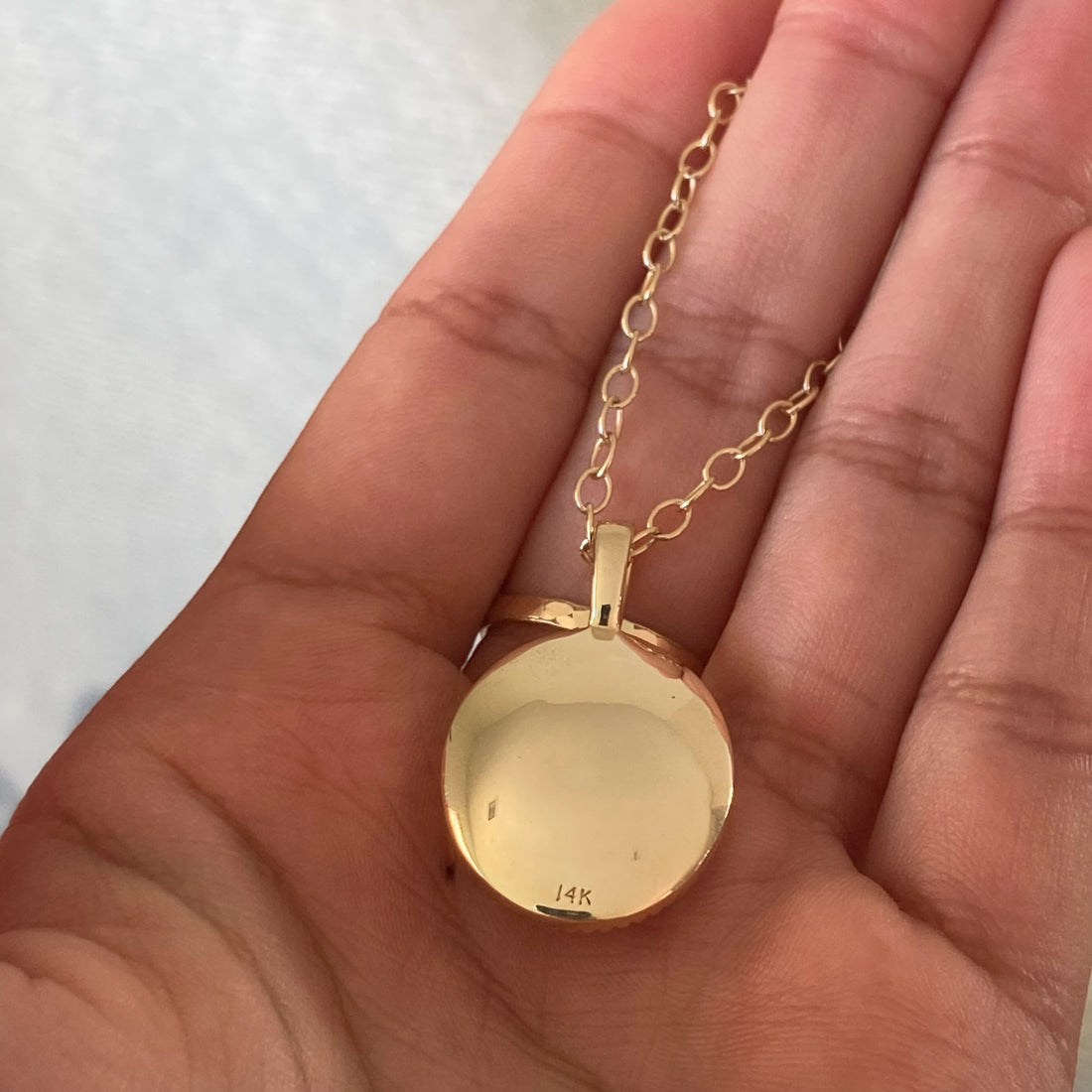 14k Opal Pendant with Milgrain