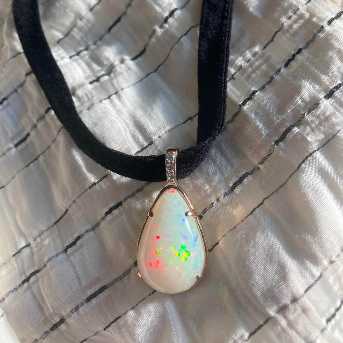 Prisma - 18k Rose Gold Opal and Diamond Pendant