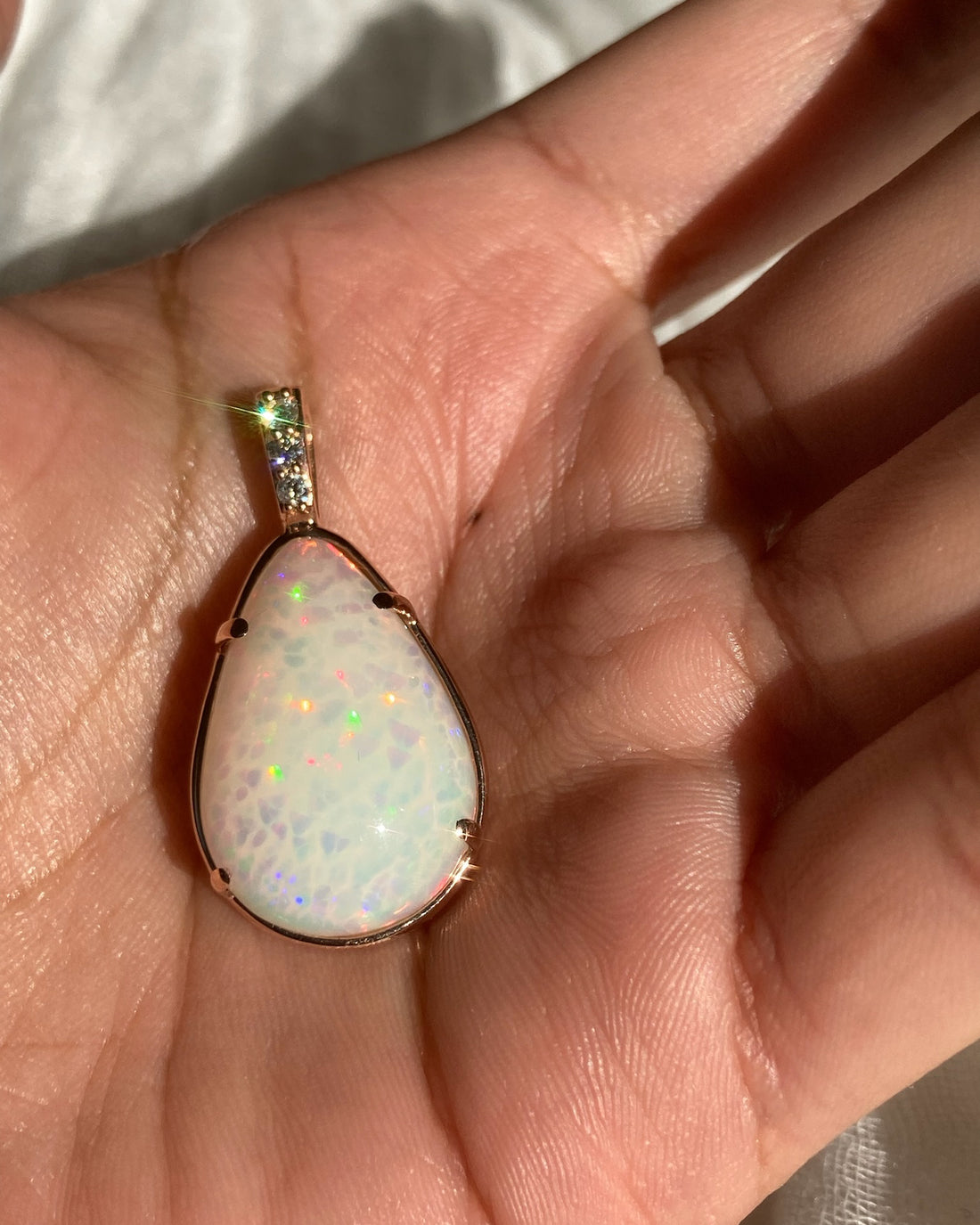 Prisma - 18k Rose Gold Opal and Diamond Pendant