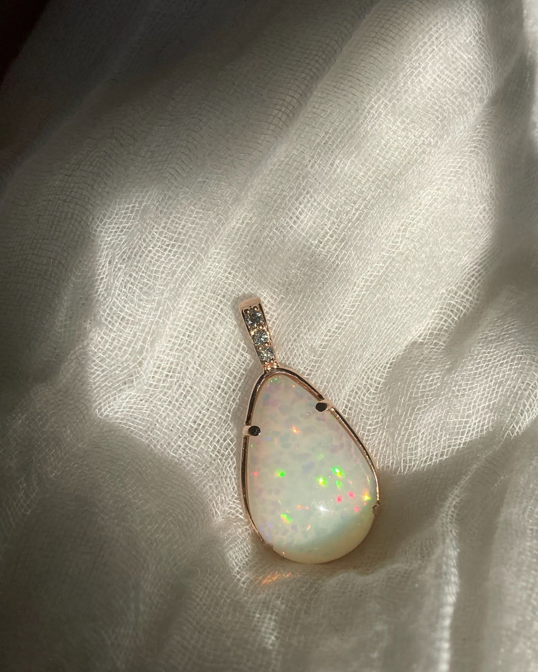 Prisma - 18k Rose Gold Opal and Diamond Pendant