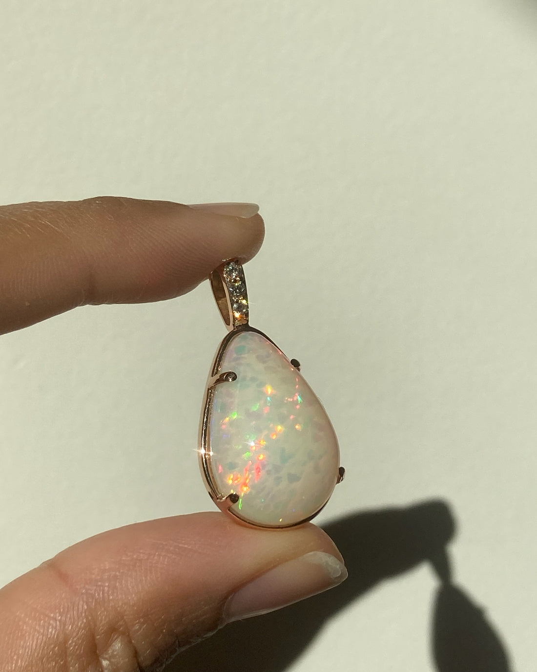 Prisma - 18k Rose Gold Opal and Diamond Pendant