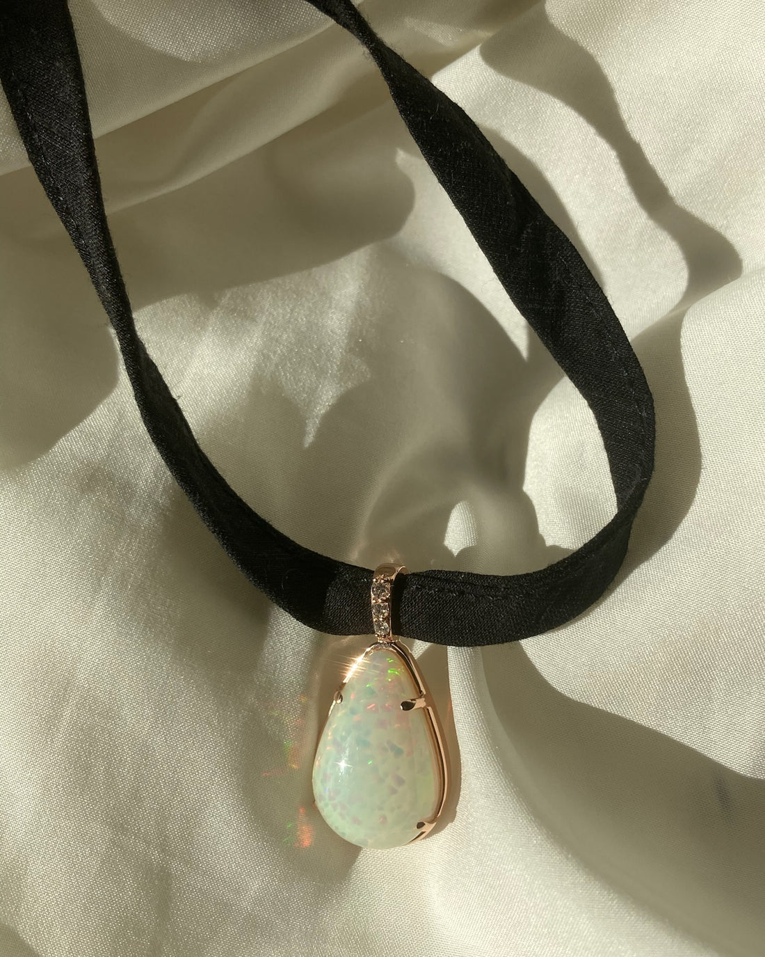 Prisma - 18k Rose Gold Opal and Diamond Pendant