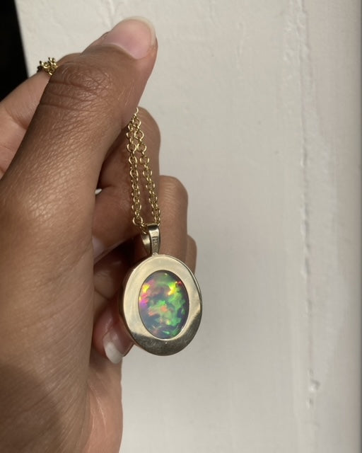 14k Neon Jelly Opal Pendant