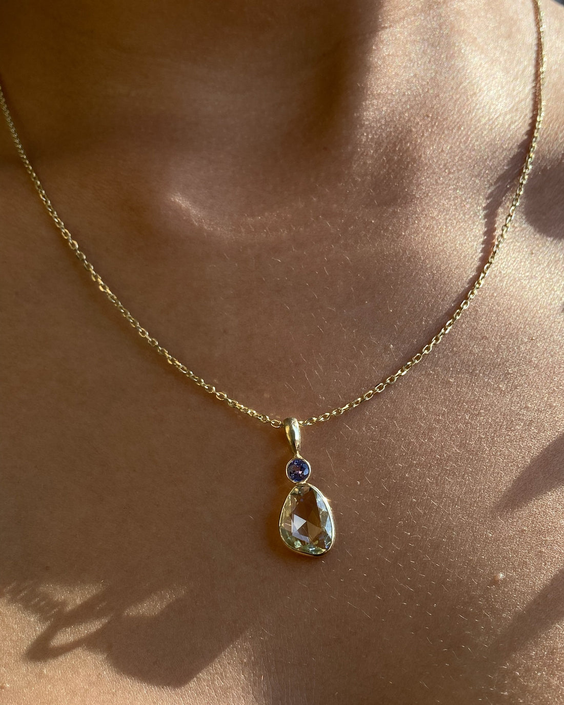Nymphéas - 14k Sapphire and Tanzanite Pendant