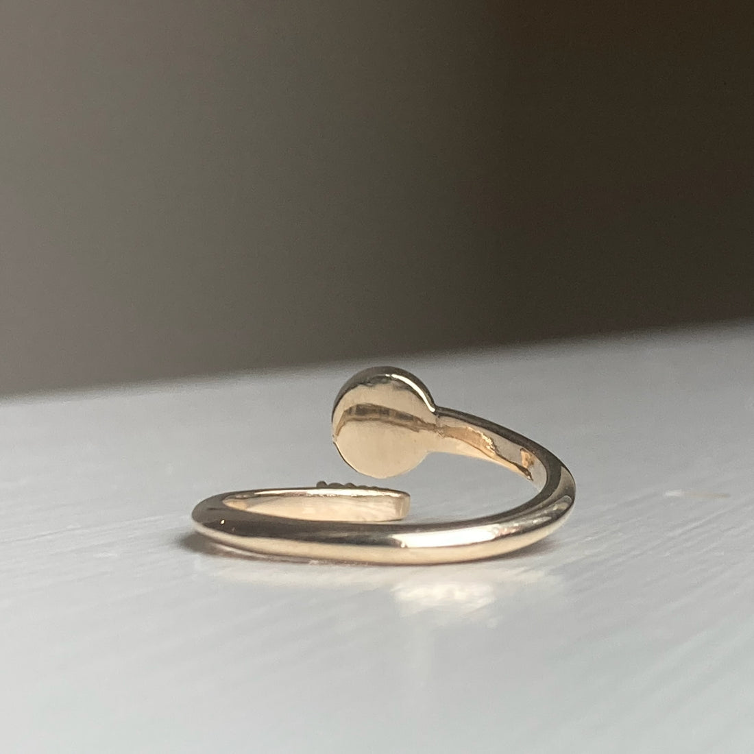 14k Moonstone and Diamond Crossover Ring
