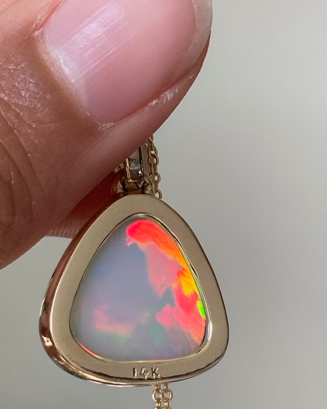 14k Triangular Opal Pendant