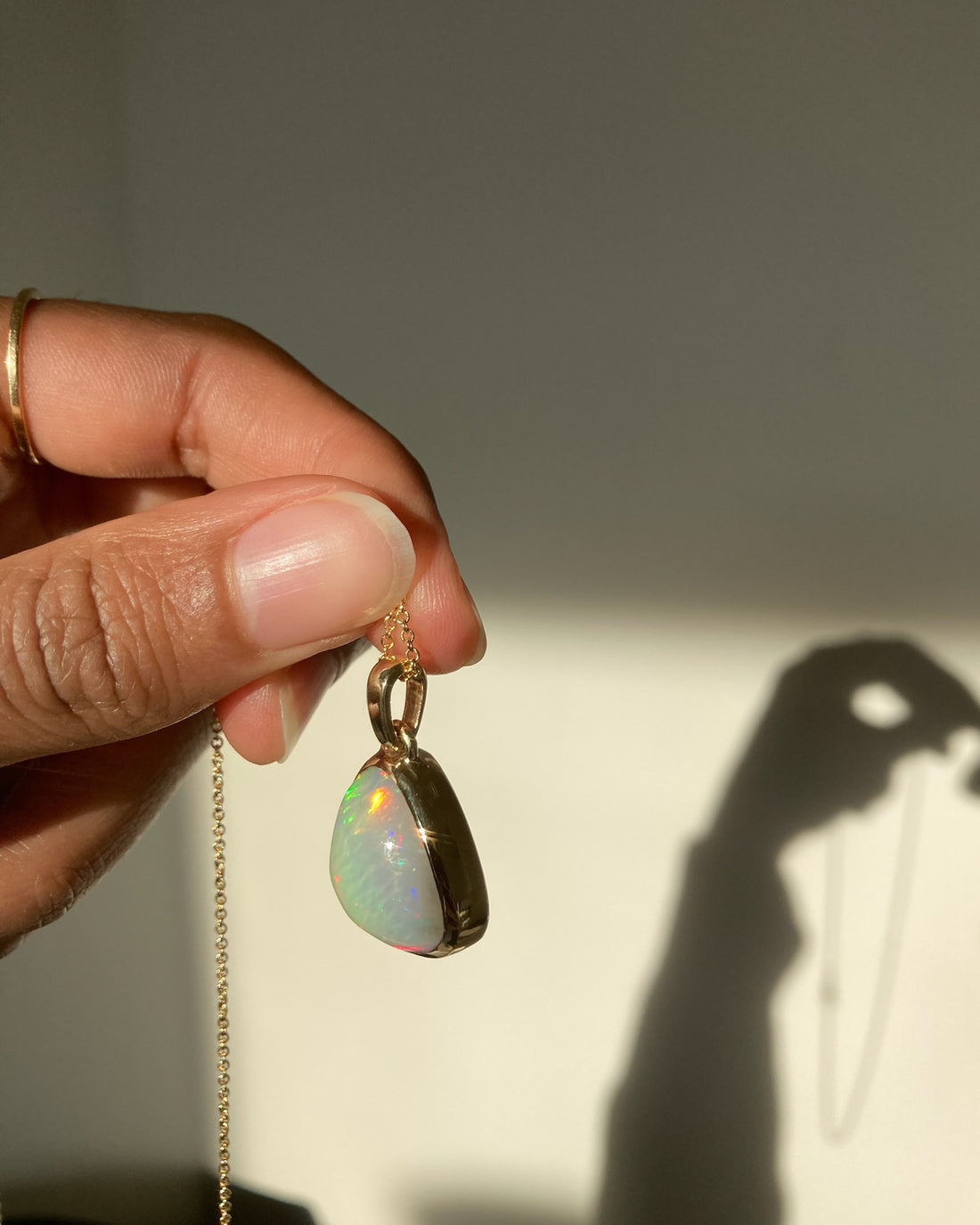 14k Triangular Opal Pendant