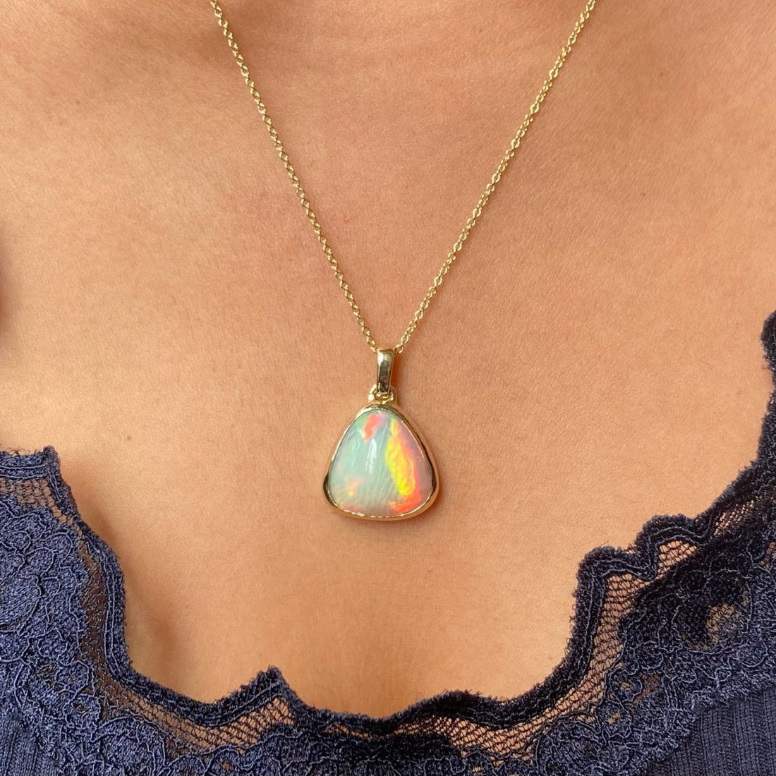14k Triangular Opal Pendant