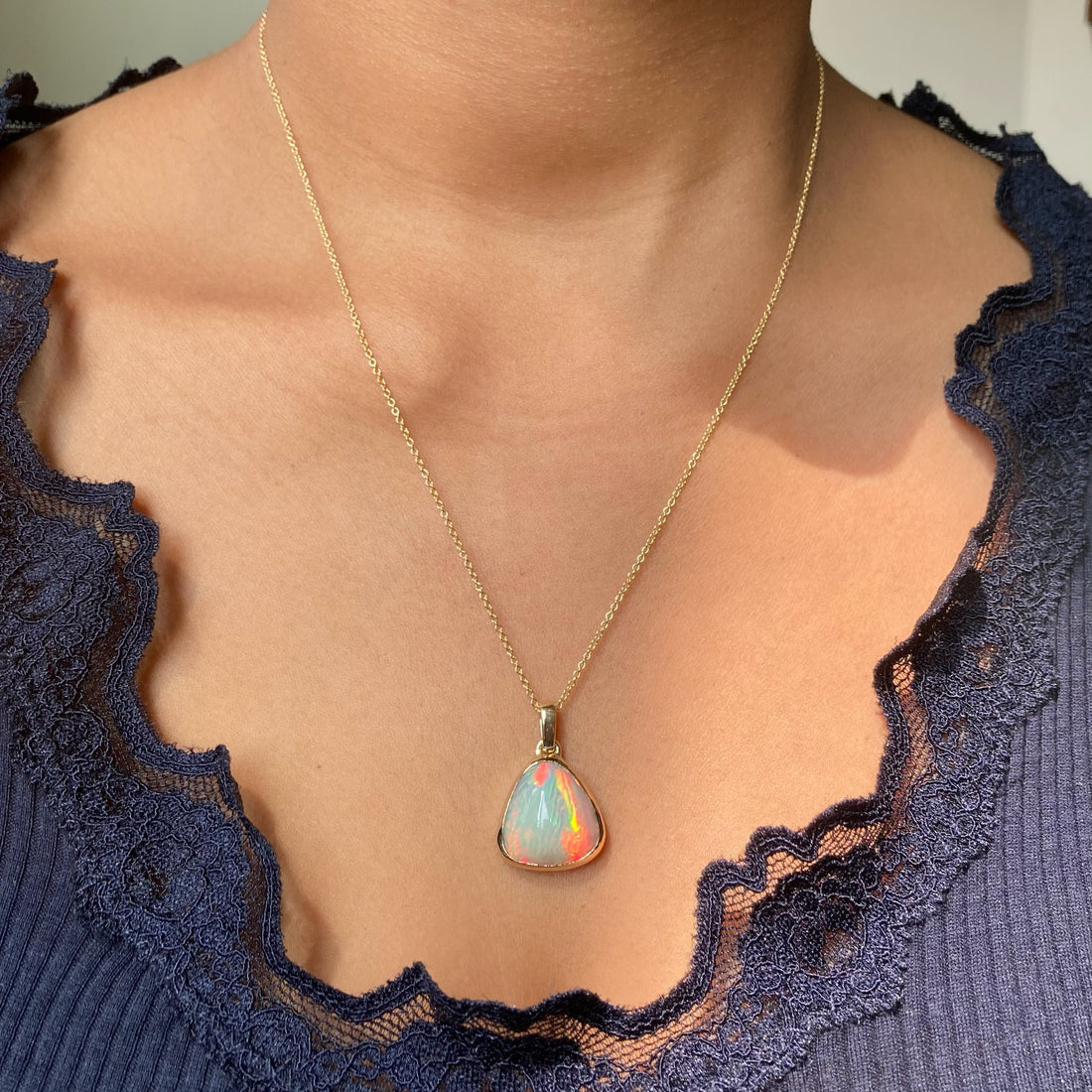 14k Triangular Opal Pendant