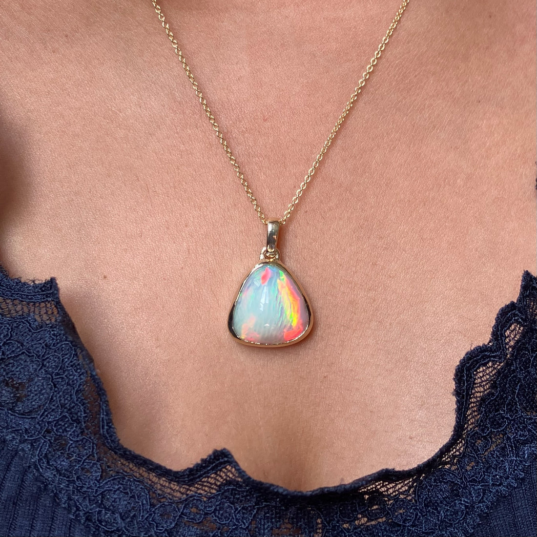 14k Triangular Opal Pendant