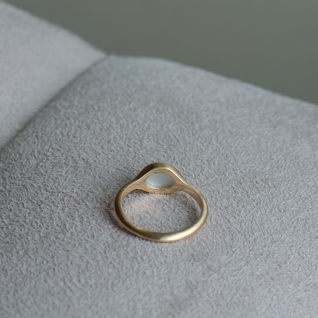 Glacé - 14k White Moonstone Signet Ring