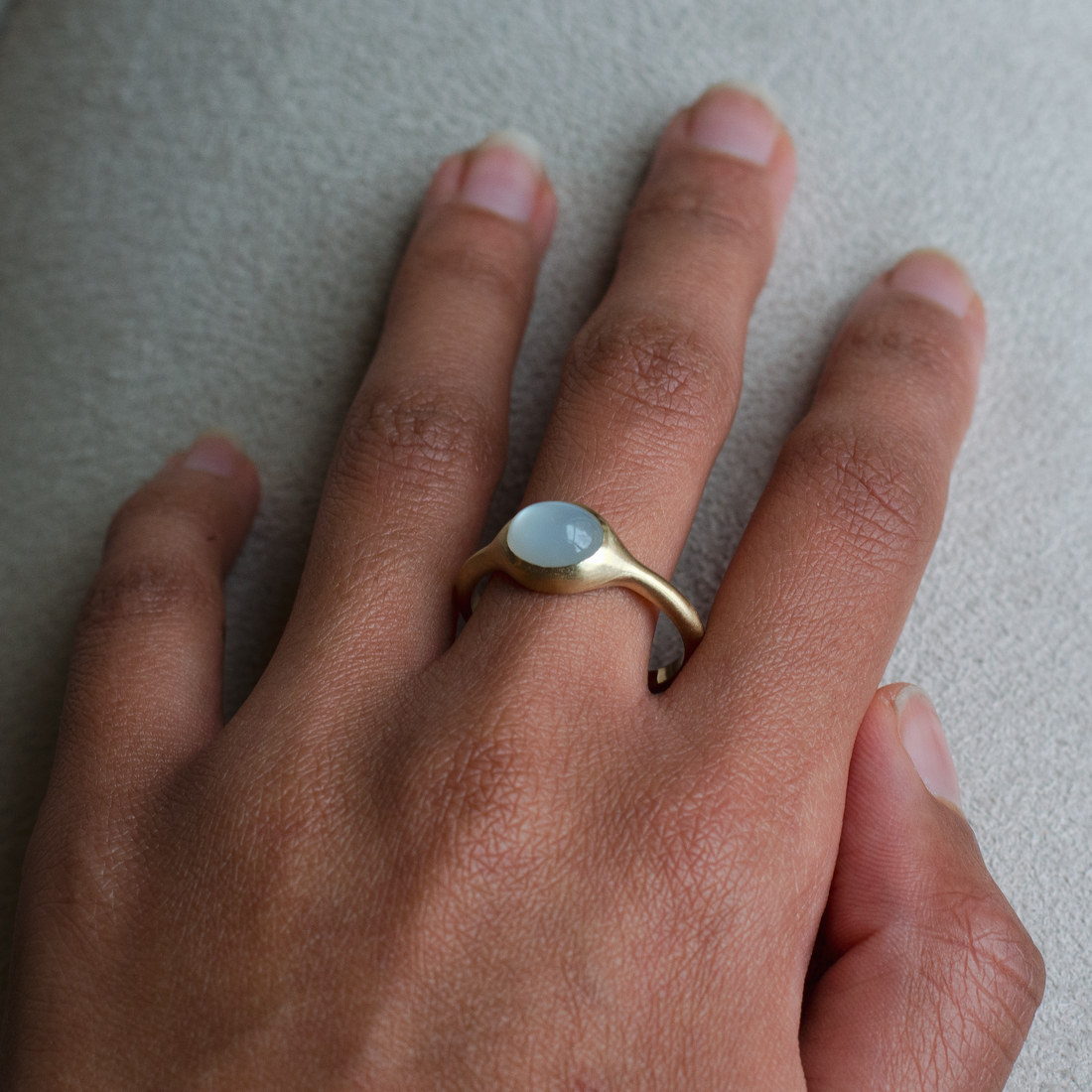 Glacé - 14k White Moonstone Signet Ring