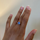 Fiona - 14k Tanzanite Ring with a Diamond Dotted Band