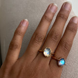 14k Moonstone Ring with Milgrain