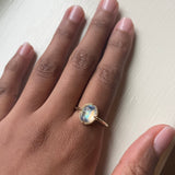 14k Moonstone Ring with Milgrain