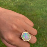 Melody - 14k Rainbow Bright Opal and Pink Sapphire Ring
