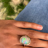 Melody - 14k Rainbow Bright Opal and Pink Sapphire Ring