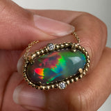 Victoria - 14k Black Opal and Diamond Necklace