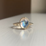 14k Moonstone Ring with Milgrain