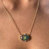 Victoria - 14k Black Opal and Diamond Necklace