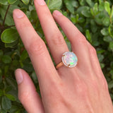 Ophelia - 14k Opal Ring with a Diamond Halo