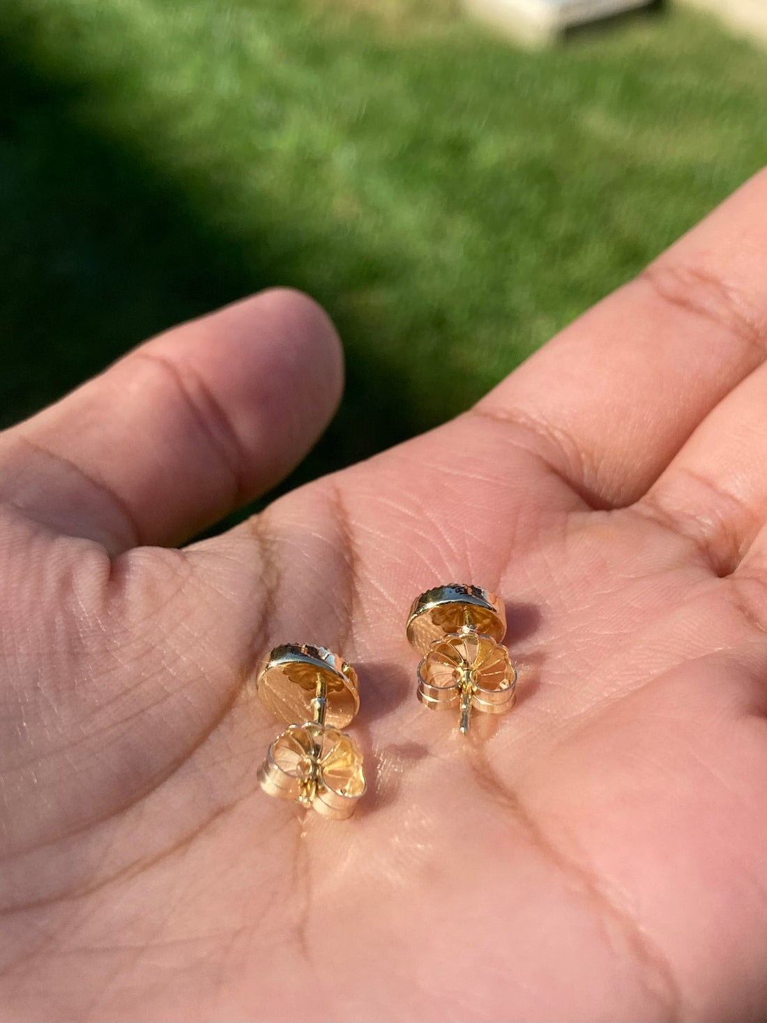 14k Moonstone Studs with Milgrain, single
