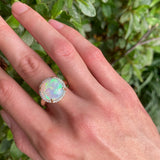 Ophelia - 14k Opal Ring with a Diamond Halo