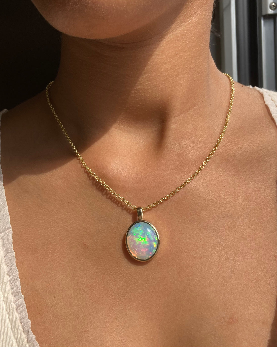 14k Neon Jelly Opal Pendant