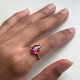 14k Rubellite Ring with Milgrain Detailing
