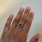 Fiona - 14k Tanzanite Ring with a Diamond Dotted Band