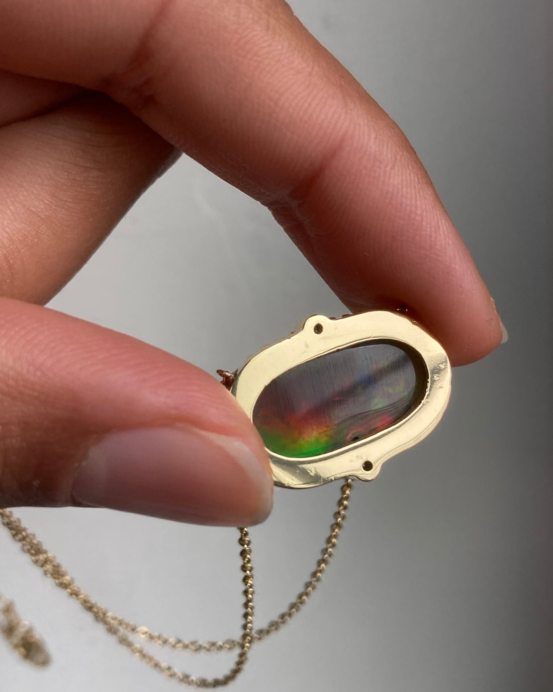 Victoria - 14k Black Opal and Diamond Necklace