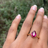 14k Rubellite Ring with Milgrain Detailing