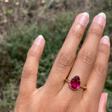 14k Rubellite Ring with Milgrain Detailing