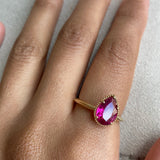 14k Rubellite Ring with Milgrain Detailing