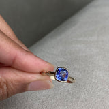 Fiona - 14k Tanzanite Ring with a Diamond Dotted Band