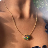 Victoria - 14k Black Opal and Diamond Necklace