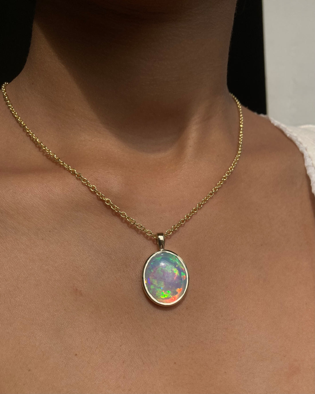 14k Neon Jelly Opal Pendant