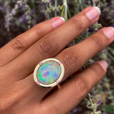Melody - 14k Rainbow Bright Opal and Pink Sapphire Ring