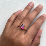 14k Rubellite Ring with Milgrain Detailing