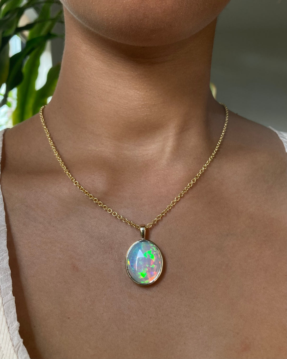 14k Neon Jelly Opal Pendant
