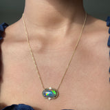 Victoria - 14k Black Opal and Diamond Necklace