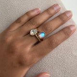 14k Moonstone Ring with Milgrain