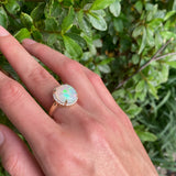 Ophelia - 14k Opal Ring with a Diamond Halo