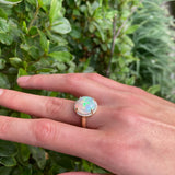Ophelia - 14k Opal Ring with a Diamond Halo